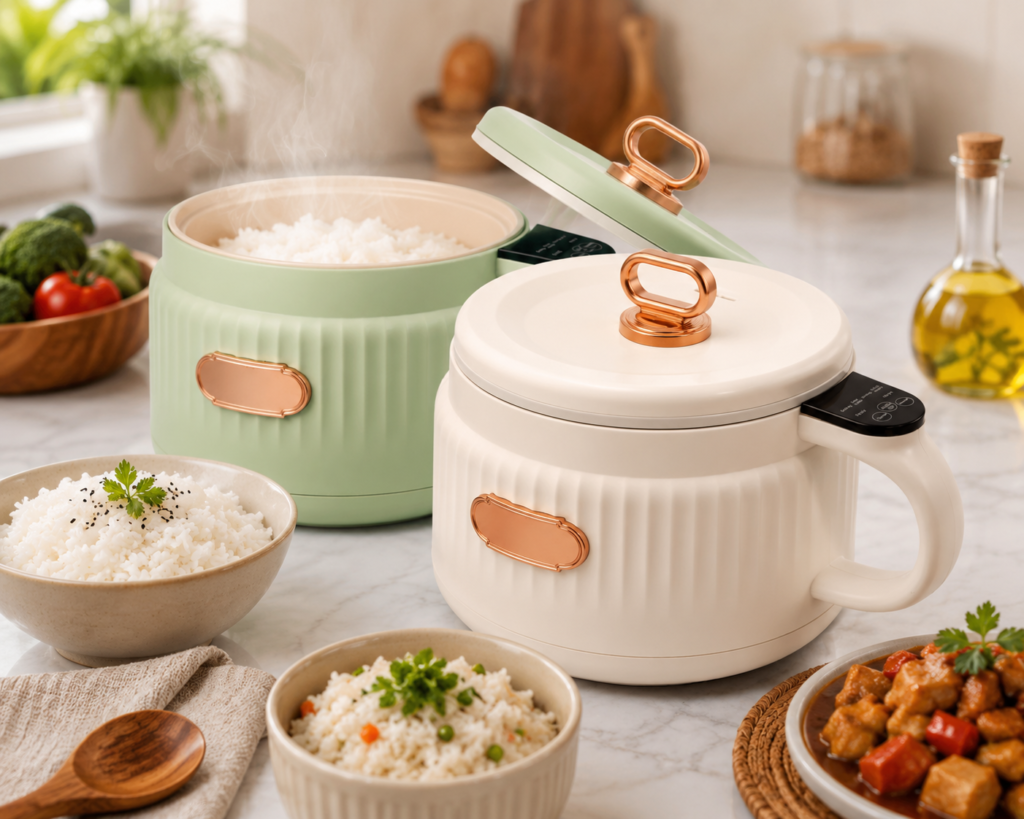 1.6L electric ramen rice cooker hot pot non-stick ceramic best rice cooker green yellow