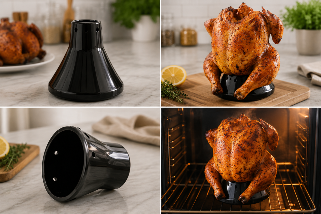 ceramic chicken roaster rack beer can stand steam cooking tools BBQ non-stick