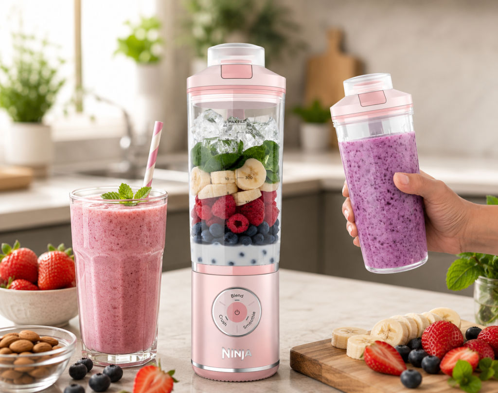 Ninja Blast Max portable cordless blender 22oz pink best blender twist and go