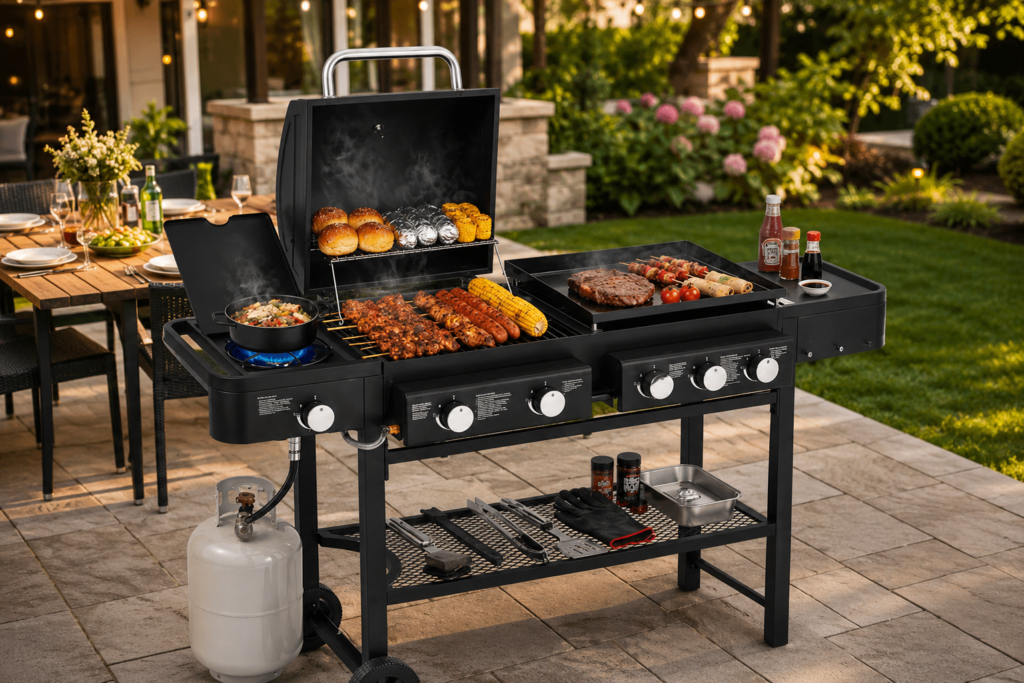 Royal Gourmet 5-burner gas grill silver 603 sq in best outdoor BBQ grill backyard
