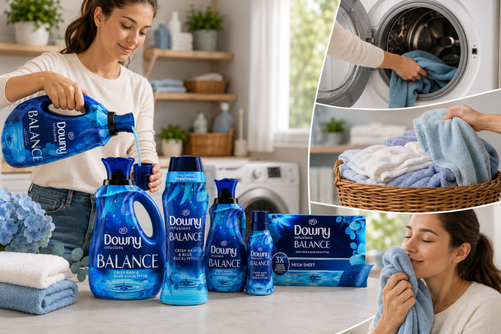 Downy Balance fresh laundry scent booster beads crisp rain blue eucalyptus