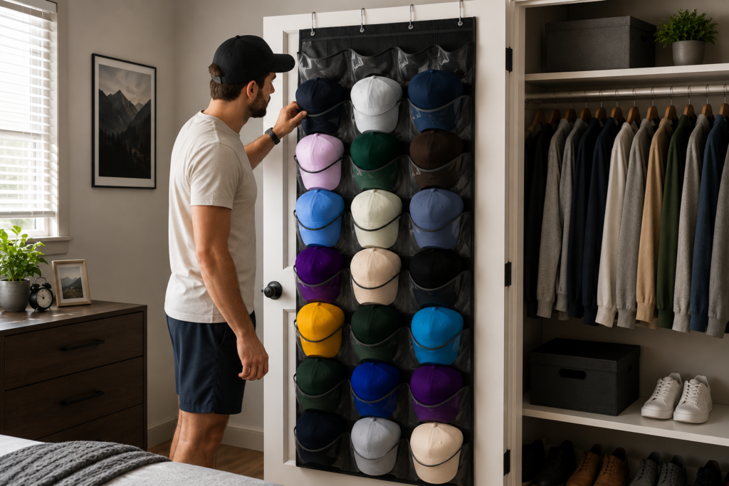 📷 INSERT PRODUCT IMAGE HERE Baseball Hat Rack for Door hanging over door storage organizer