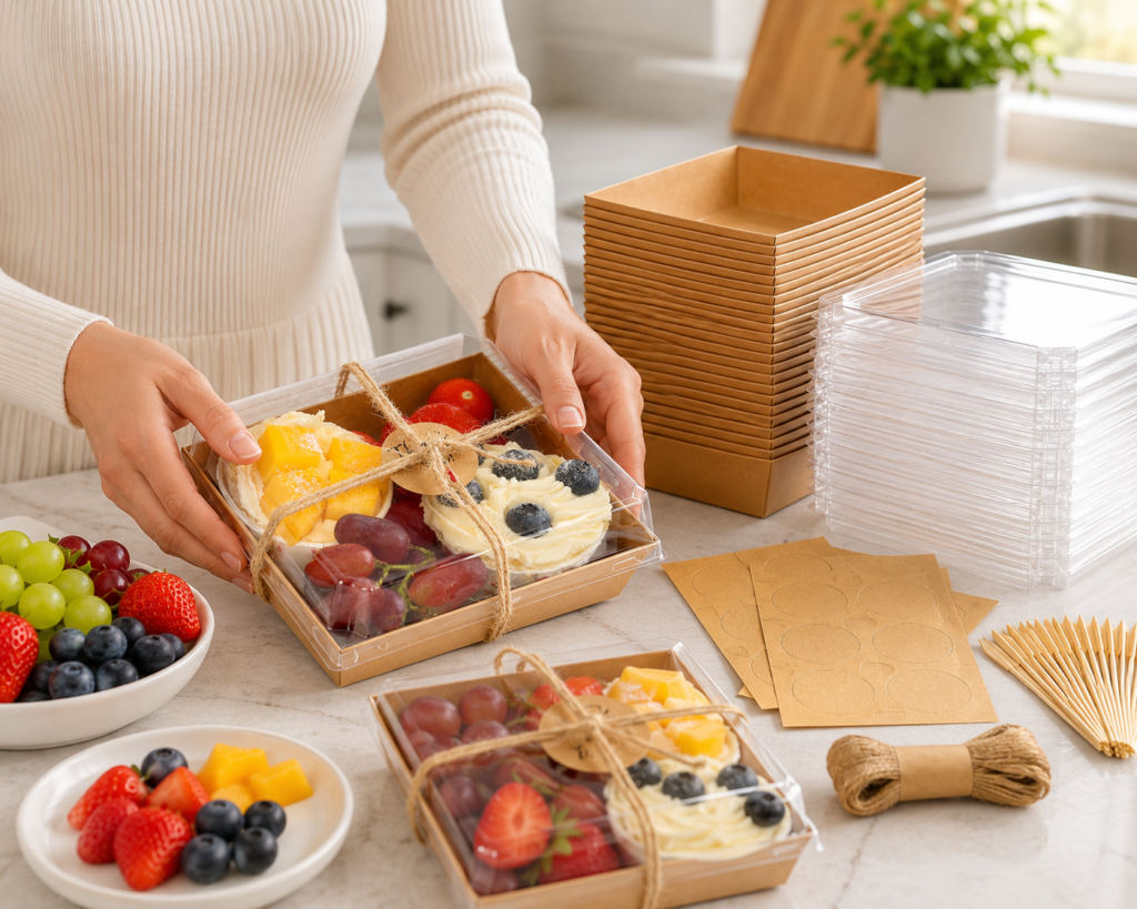 LNDIEHS 20 pcs mini charcuterie boxes clear lids disposable paper snackle box containers to go